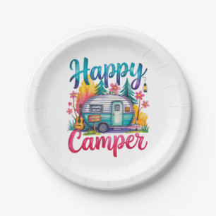 Assiettes En Carton Drôle Happy Camper Équipement de Camping Remorque