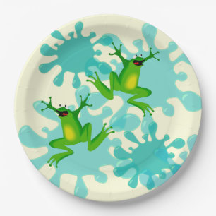 Assiettes En Carton Drôle Hoppy Birthday Frog 9" Plaque de fête