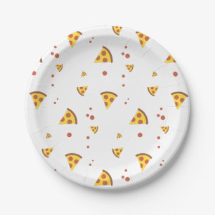 Assiettes En Carton Drôle Motif Minimaliste de Pizza au Pepperoni Rétr