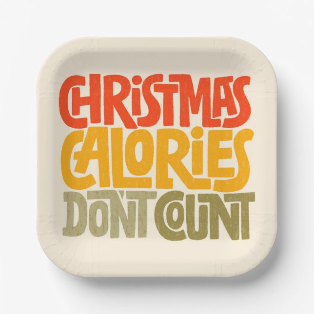 Assiettes En Carton Drôle Noël Calories Ne comptez pas le design (Recto)