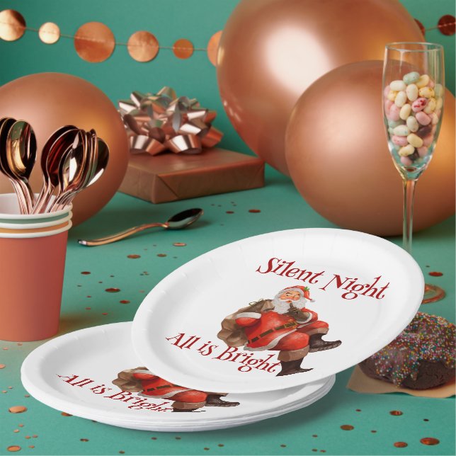 Assiettes En Carton Drôle Noël mignon Père Noël (Multi)