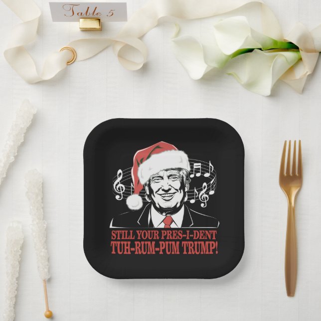 Assiettes En Carton Drôle Noël Président Trump Pyjamas Vilains Noël (Mariage)