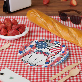 Assiettes En Carton Drôle Patriotique Plaque de papier de chat
