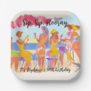 Assiettes En Carton Drôle Summer Beach Cocktail Femme 50e anniversaire