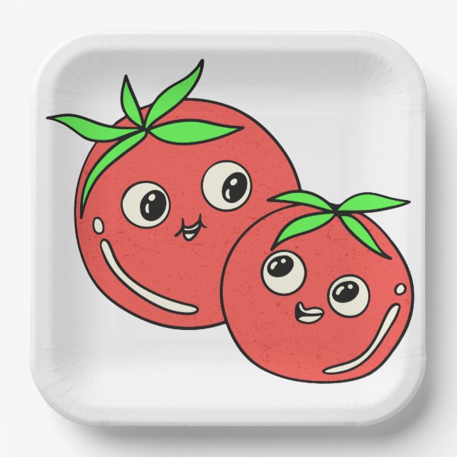Assiettes En Carton drôles de tomates (Recto)