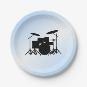 Assiettes En Carton Drum Music Design Blue