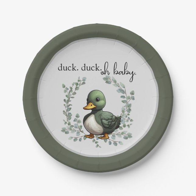 Assiettes En Carton Duck Duck Oh Baby canard thème baby shower (Devant)