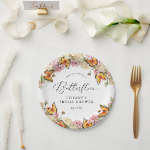 Assiettes En Carton Durée de vie des papillons Pivoines Fête de mariag
