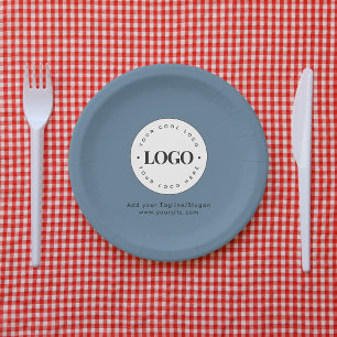 Assiettes En Carton Dusty Blue Ajouter Custom Business Company Logo Pa