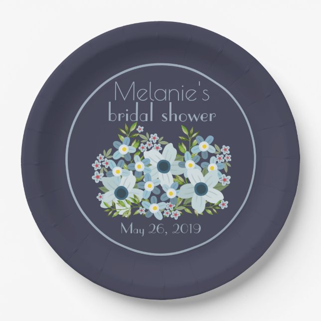 Assiettes En Carton Dusty Blue et Navy (Devant)