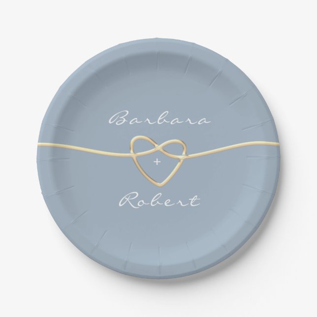 Assiettes En Carton Dusty Blue Mariage moderne (Devant)