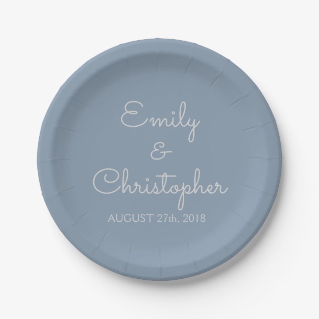 Assiettes En Carton Dusty Blue Mariage ou accueil Plaques simples (Devant)