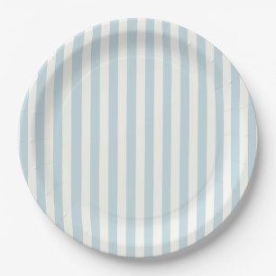 Assiettes En Carton Dusty Blue Stripes Classic Party
