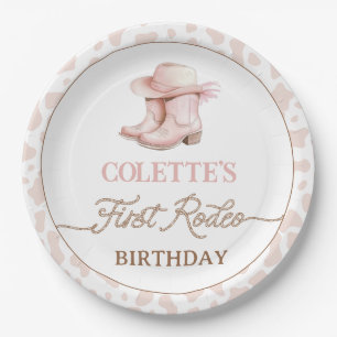 Assiettes En Carton Dusty Pink Cowgirl Bottes Premier Rodéo 1er Annive