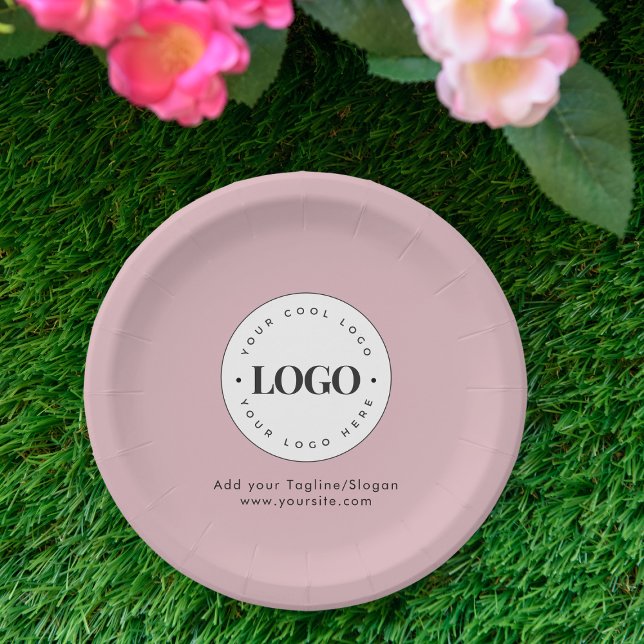 Assiettes En Carton Dusty Rose Ajouter Custom Business Company Logo Pa (Créateur téléchargé)