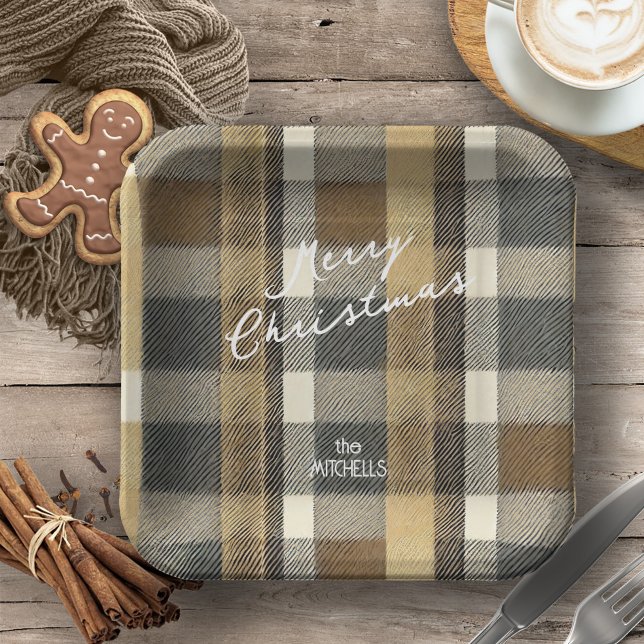 Assiettes En Carton Earth Tones Gold Christmas Motif#7 ID1009 (Créateur téléchargé)