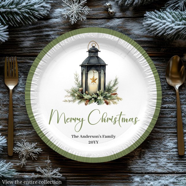 Assiettes En Carton Earthy Bohemian Christmas Lantern in Rustic Plate (Earthy Bohemian Christmas Lantern in Rustic Plate

)