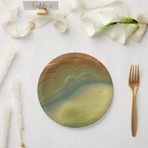 Assiettes En Carton Earthy Retro Strata   Agate de ton neutre Vintage