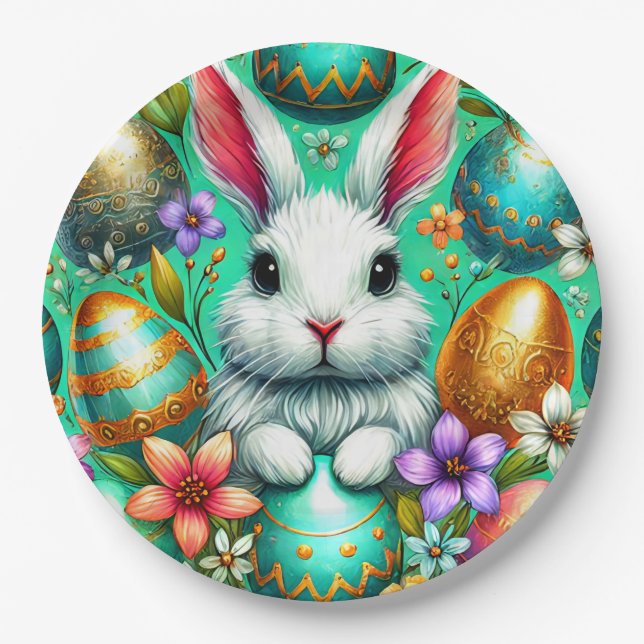 Assiettes En Carton EASTER BUNNY 3D ~ Encres d'alcool ~ Plaque de papi (Devant)