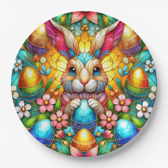 Assiettes En Carton EASTER BUNNY 3D ~ Multicolore ~ (Devant)