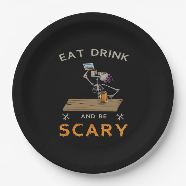 Assiettes En Carton Eat Drink And Be Scary Aesthetic Graphic (Devant)