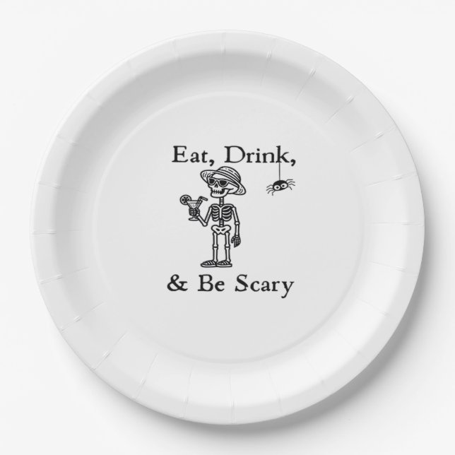 Assiettes En Carton Eat Drink And Be Scary Halloween Aesthetic Style (Devant)