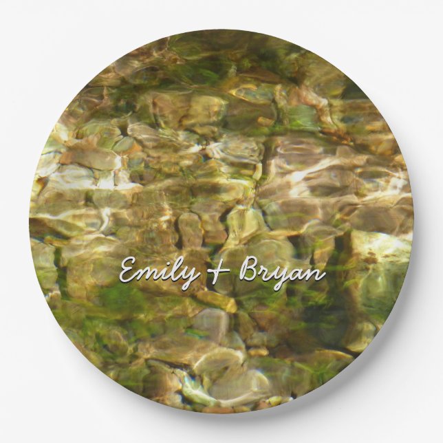 Assiettes En Carton Eau de sources chaudes Green-Gold Nature (Devant)