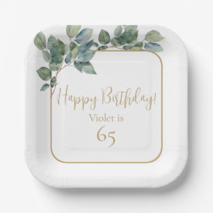 Assiettes En Carton Eau-forte botanique d'eucalyptus élégante pour un