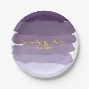 Assiettes En Carton Eau lavande violette couleur ombre rayures mariage