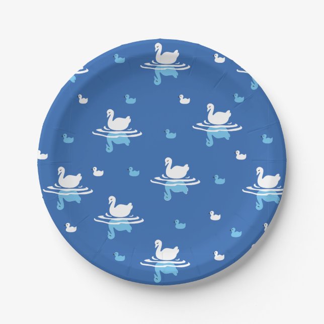 Assiettes En Carton Eaux sereines - Conception Motif de Swan Lake (Devant)