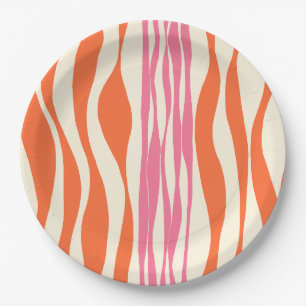 Assiettes En Carton Ebb et flux - rose, orange et crème