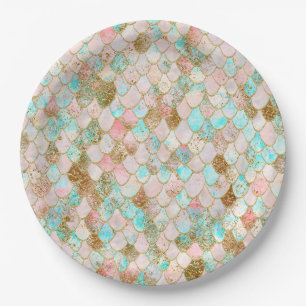 Assiettes En Carton Échelles en pastel de sirène de parties