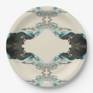 Assiettes En Carton Échos de marée — Motif abstrait d'encre fluide