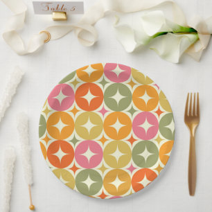 Assiettes En Carton Éclats de milieu de siècle sur motif de cercles co