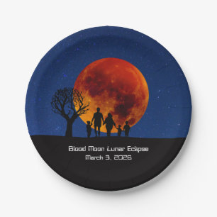Assiettes En Carton Éclipse lunaire de la Lune de sang 2026