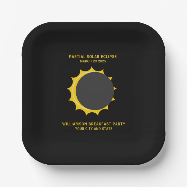 Assiettes En Carton Éclipse solaire partielle mars 2025 Personnalisée (Recto)