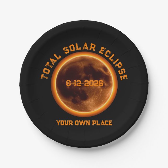 Assiettes En Carton Éclipse solaire totale 12 août 2026 (Devant)