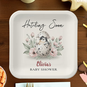 Assiettes En Carton Éclosion imminente Baby Shower Rustique poussin