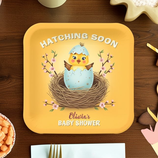 Assiettes En Carton Éclosion imminente Cadeau Baby Shower Mignon pouss (Créateur téléchargé)
