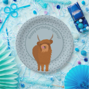 Assiettes En Carton Écossais Highland Cattle Cow Graphic Personnalisé