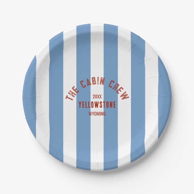 Assiettes En Carton Écran Cabine Custom Crest Blue Park Stripe Pap (Devant)