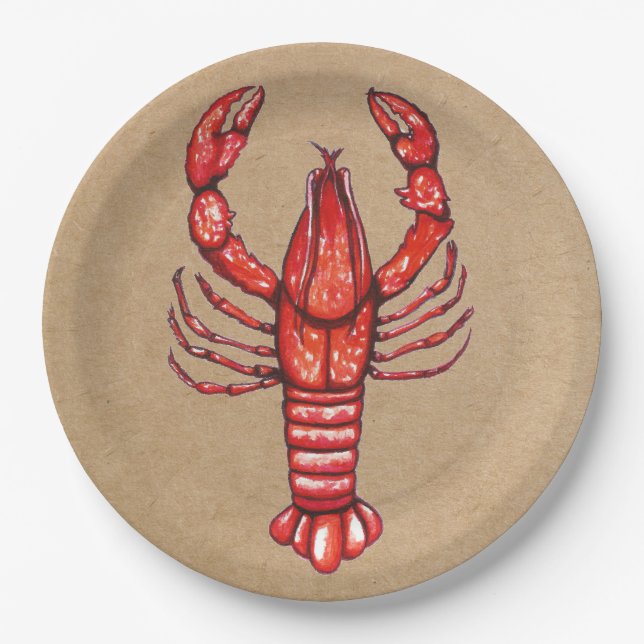 Assiettes En Carton Écrevisses de la Louisiane Cajun (Devant)