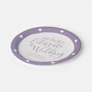 Assiettes En Carton Écriture blanche mariage et plaques de papier-coeu