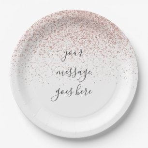 Assiettes En Carton Écriture élégante personnalisée rose gold paillett