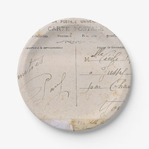 Assiettes En Carton Écriture vintage élégante de cartes postales
