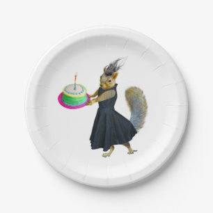 Assiettes En Carton Écureuil avec les plaques à papier de gâteau