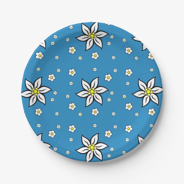 Assiettes En Carton Edelweiss sur Blue (Devant)