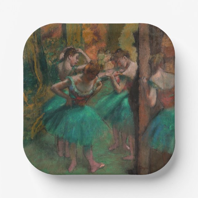 Assiettes En Carton Edgar Degas - Danseurs, rose et vert (Recto)