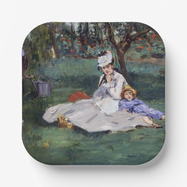 Assiettes En Carton Edouard Manet - La famille Monet dans son jardin (Recto)