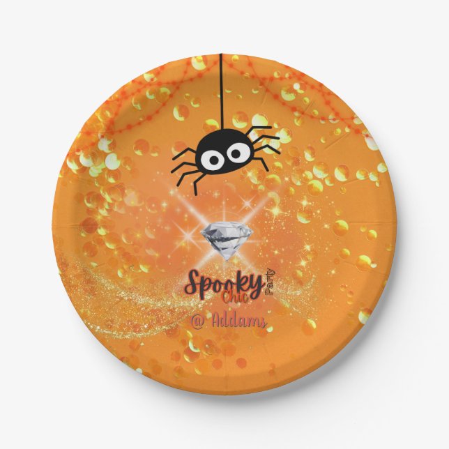 Assiettes En Carton Éffrayant Chic Halloween Plaque papier de partie (Devant)